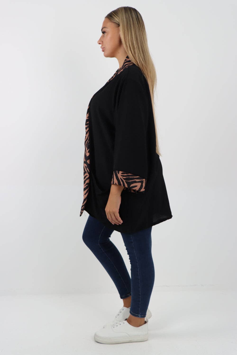 Miss Bold – Engroshandel Jakke - Dame – Italiensk 3/4 ærmet trykt panel åben frontjakke2