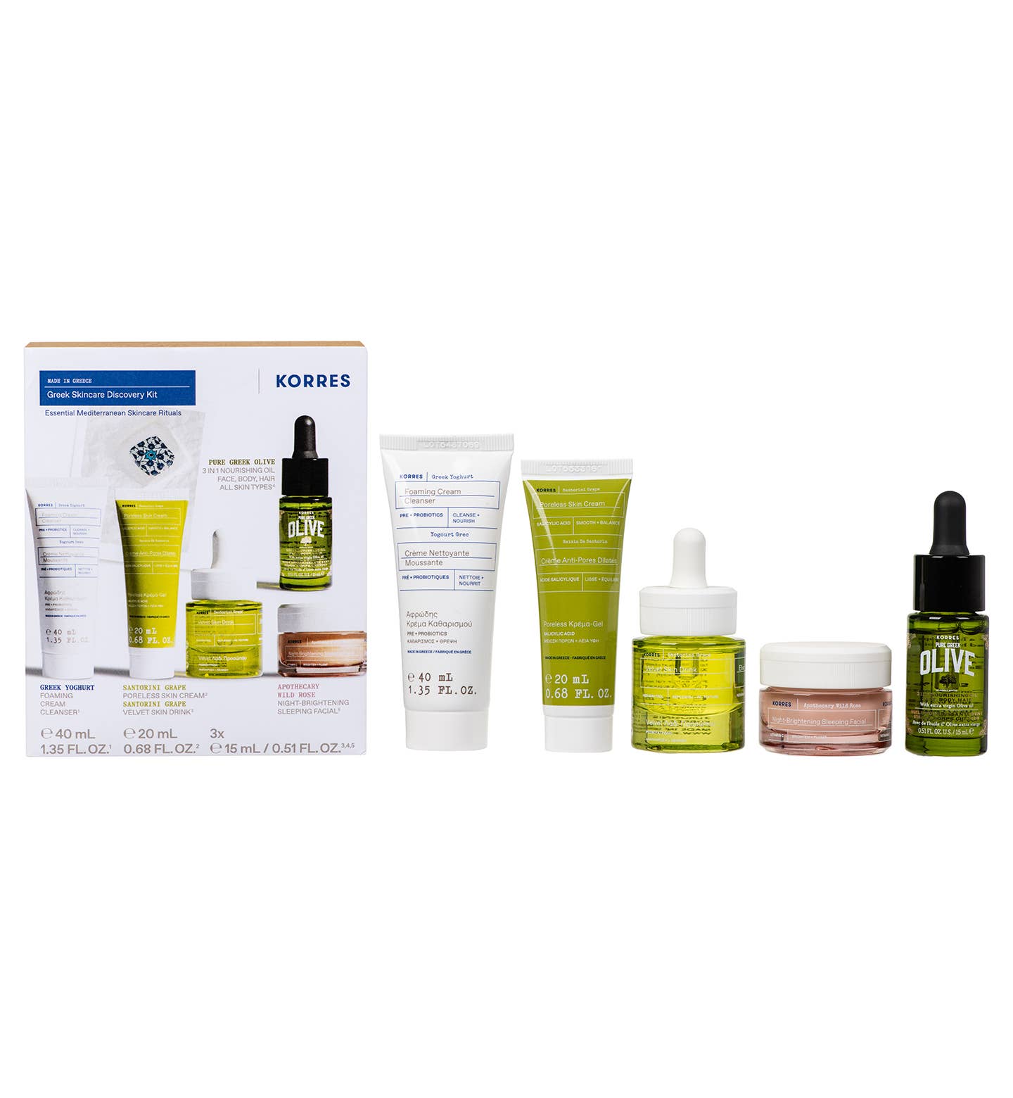 KORRES USA LTD - Wholesale Facial Care Set/Kit - NEW GRECIAN SKINCARE DISCOVERY KIT 2025 ($95 Value)1