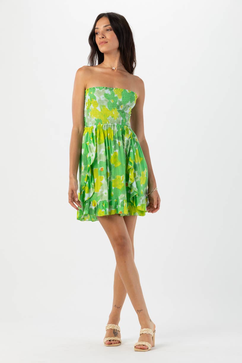 Watercolor Dreams Green Hoku Mini Dress for wholesale on Faire