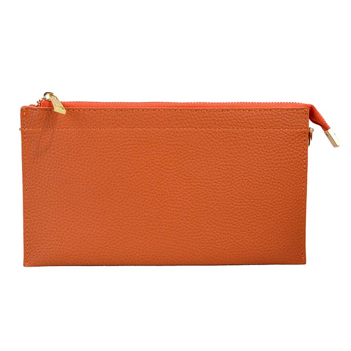 Fashion City - Wholesale Clutch Bag - Women's - Solid Colored Leather Clutch Bag Removable Strap3