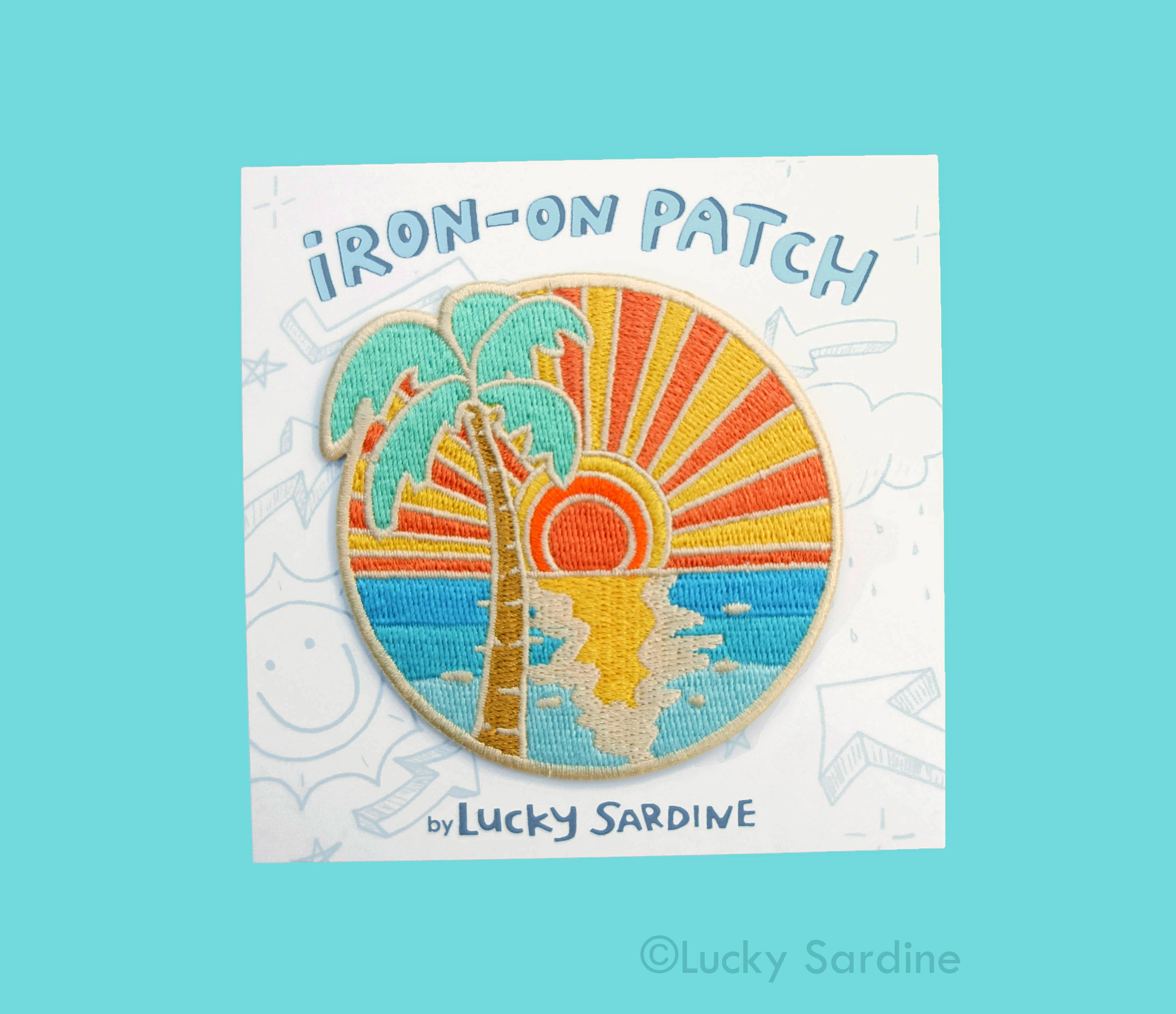 Lucky Sardine - Wholesale Patch - Ocean Sunset Palm Tree, Island Embroidered Iron-On Patch2