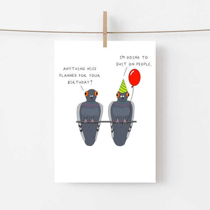 Rude Pigeons Birthday Card for wholesale by AJS STUDIOS
