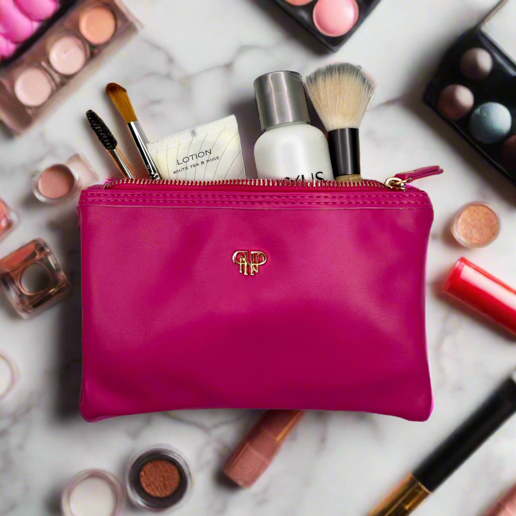 PurseN (new) - Wholesale Toiletry Bag - Women's - Classic Toiletry Case - Fuchsia Velvet2