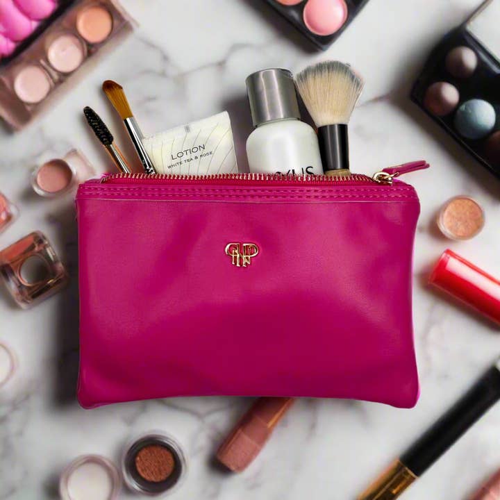 PurseN (new) - Wholesale Toiletry Bag - Women's - Classic Toiletry Case - Fuchsia Velvet2