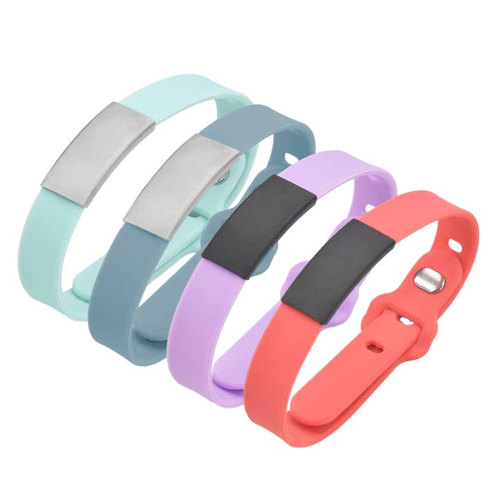 Laserable Silicone Bracelets w/ Removable Steel ID Tag for wholesale by Print Supremacy