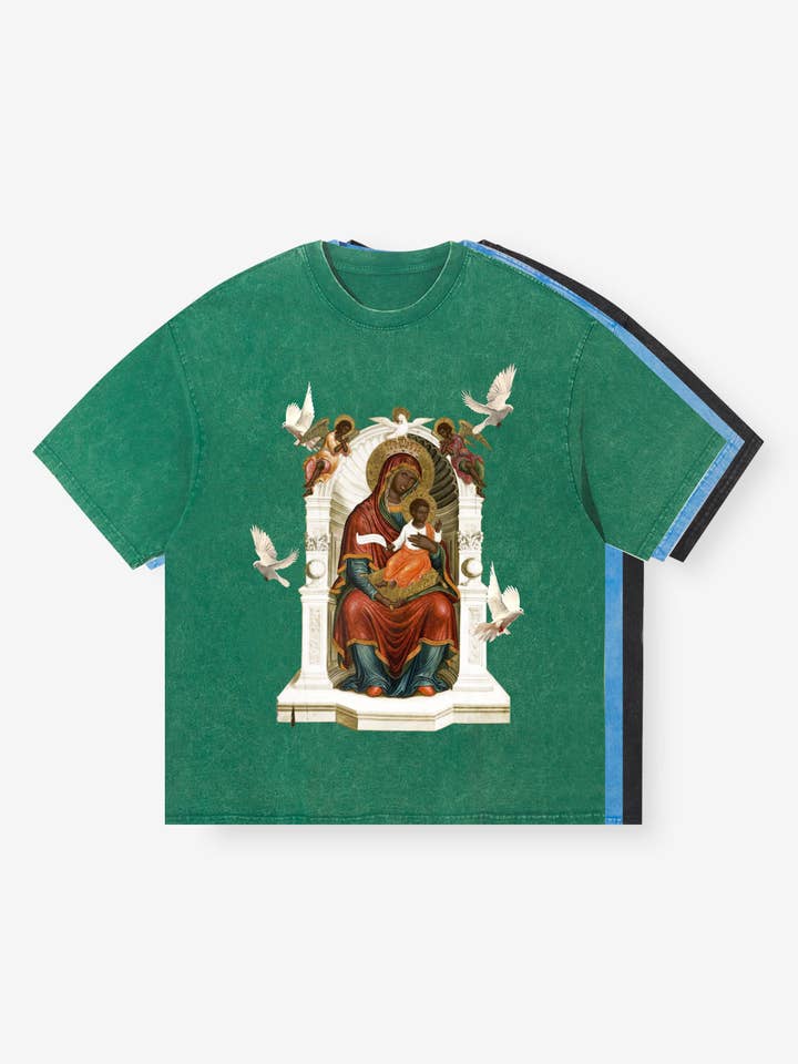 UNKNOWN ALLURE© Black Madonna and Child Mural 300g T-shirt for wholesale by NOISSEY