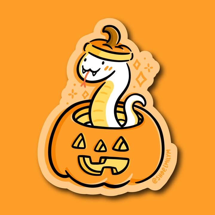 Pumpkin Snake Sticker for wholesale by Shop Emily M