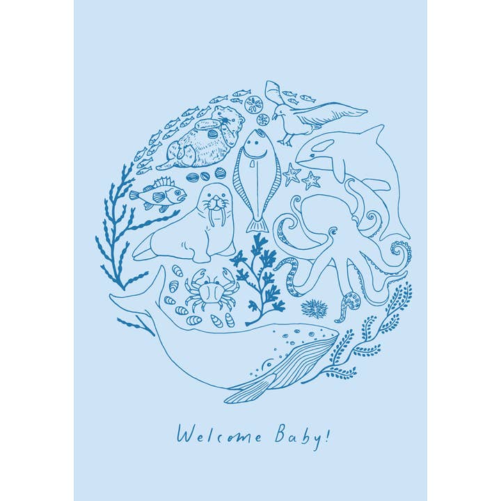 Welcome Baby Greeting Card for wholesale by Salmon Sisters