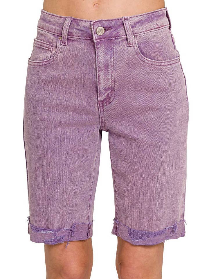 Bermuda rasgada com bainha dobrada por atacado de Vanilla Monkey