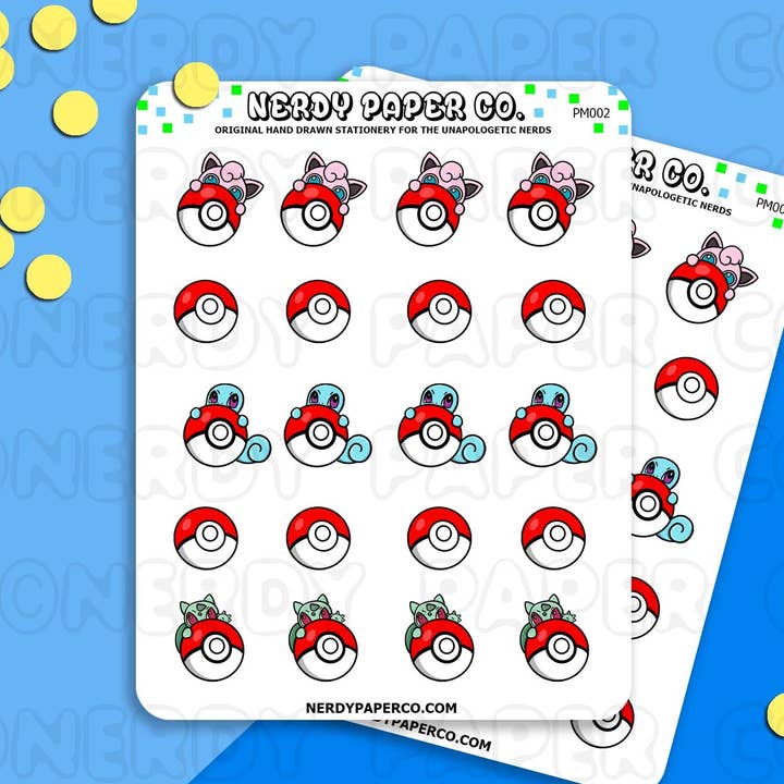 PEEKING POKEMON - Autocollants décoratifs dessinés à la main pour agenda | PM002 pour la vente par NERDY PAPER CO.