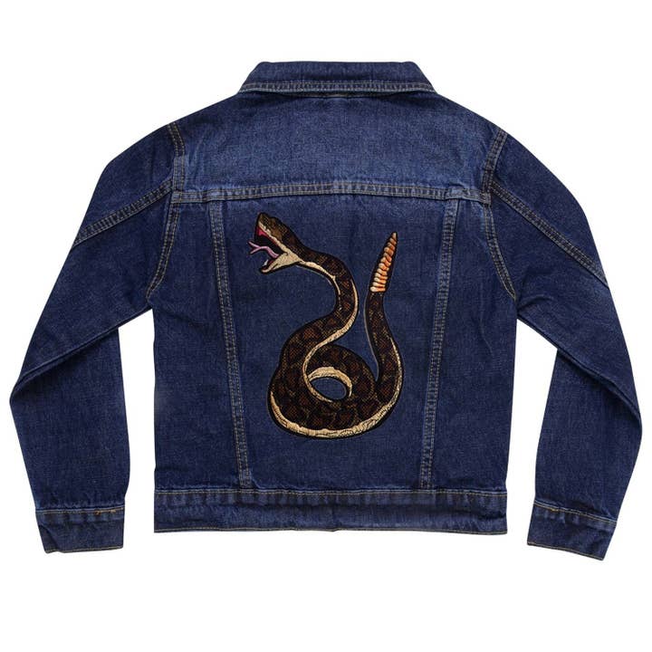 Grüne Denimjacke Snake für den Großhandel von Cat in the Hood