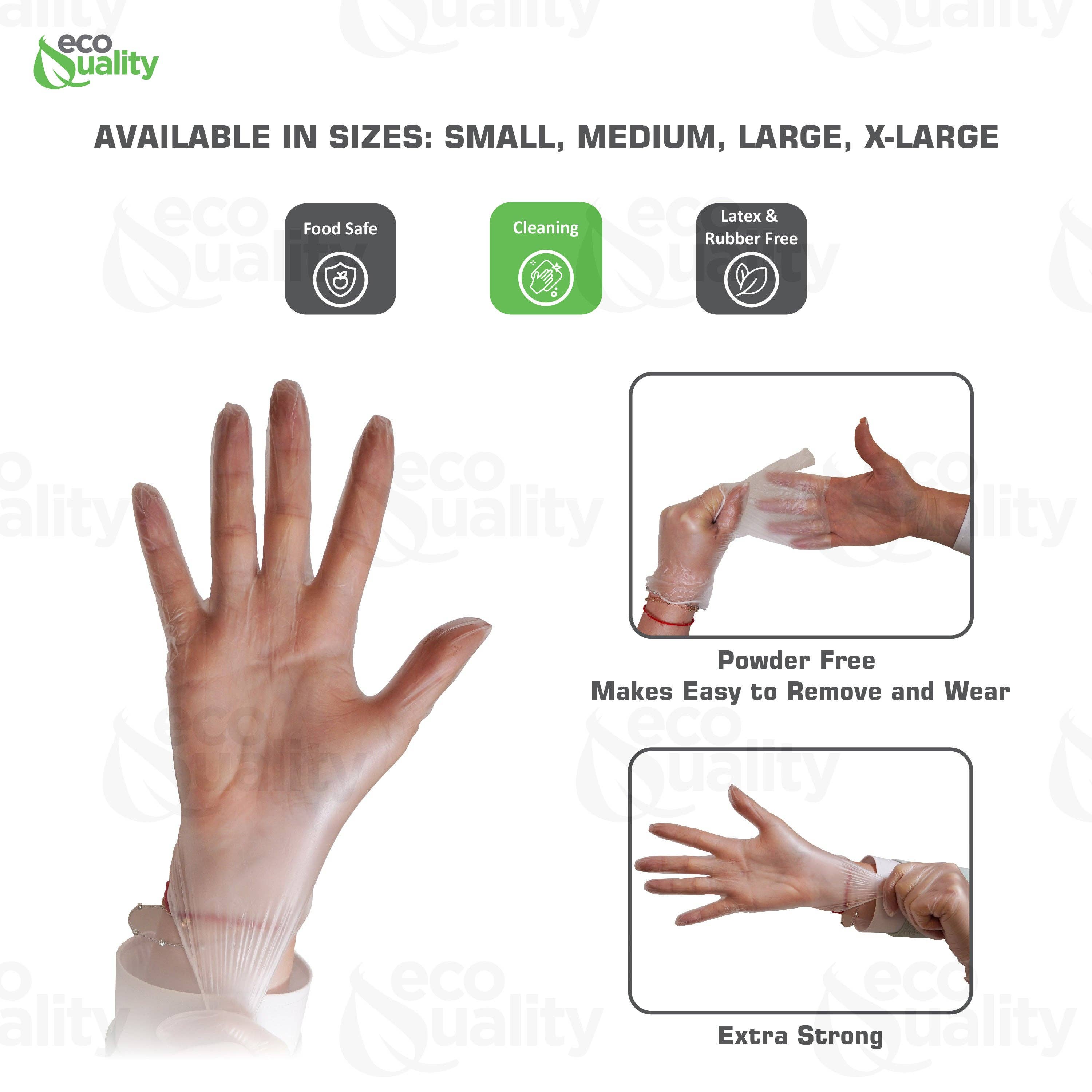 EcoQuality - Wholesale Cleaning Gloves - Large Disposable Vinyl Gloves, Latex Powder Free, Cooking2