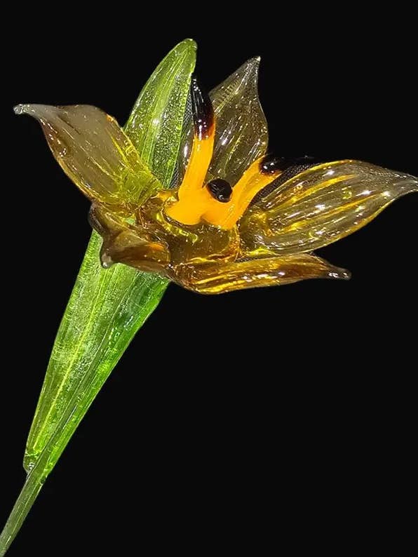Amber Glass Lily - Handcrafted Short Stem Flower for wholesale by Glass by Iness