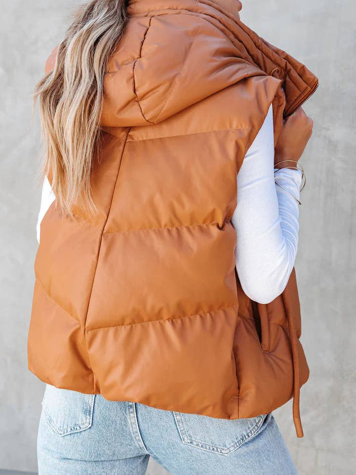 Rosa Clothing - Wholesale Outerwear Vest - Women's - Hooded Puffer Double Slip Pocket Waistcoat11