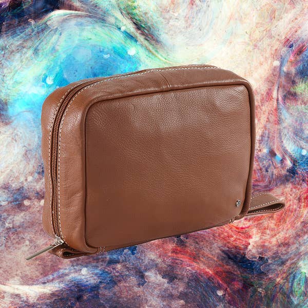 Pratico Toiletry Bag -Tan for wholesale by Hydestyle London