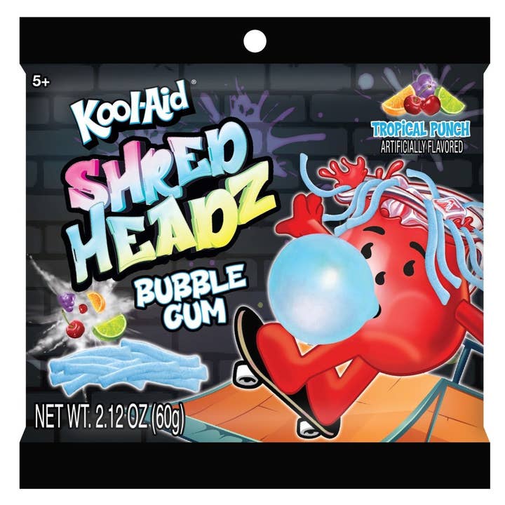 Kool-Aid Shred Headz Tropical Punch Bubble Gum for wholesale by Cow Crack Wholesale