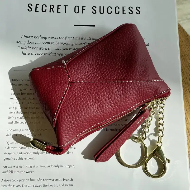 Sweet Cherry Sky - Wholesale Coin Purse - Women's - Genuine Leather Coin Purse Wallet with Keychain 3