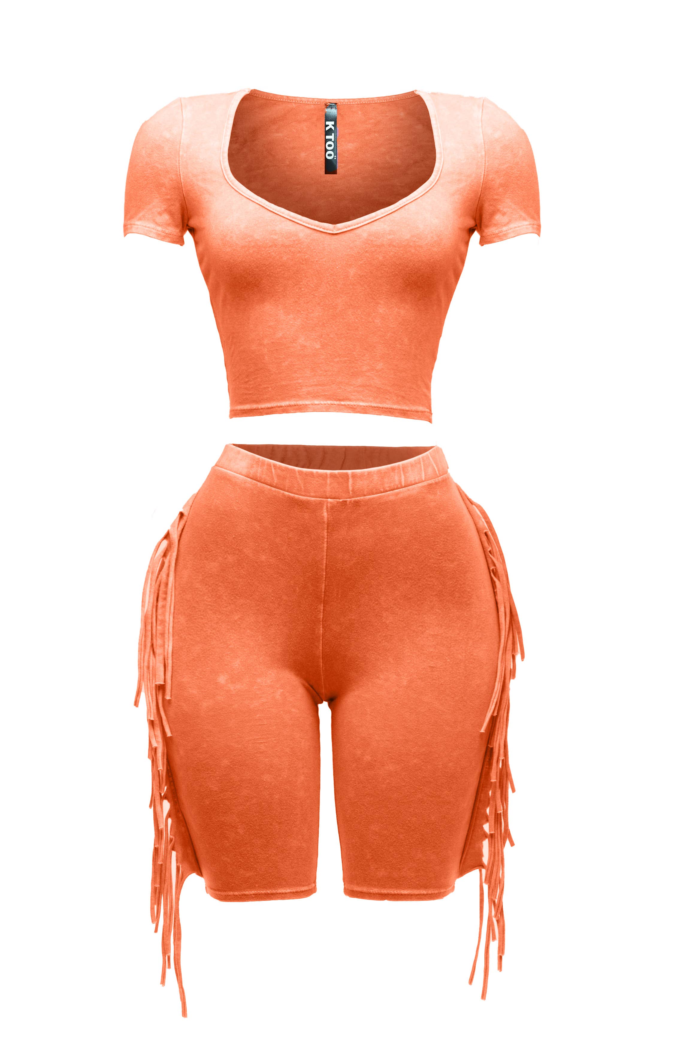 K Too - Wholesale Top & Pant Set (NOT Loungewear) - Women's - Mineral washed fringe biker set6