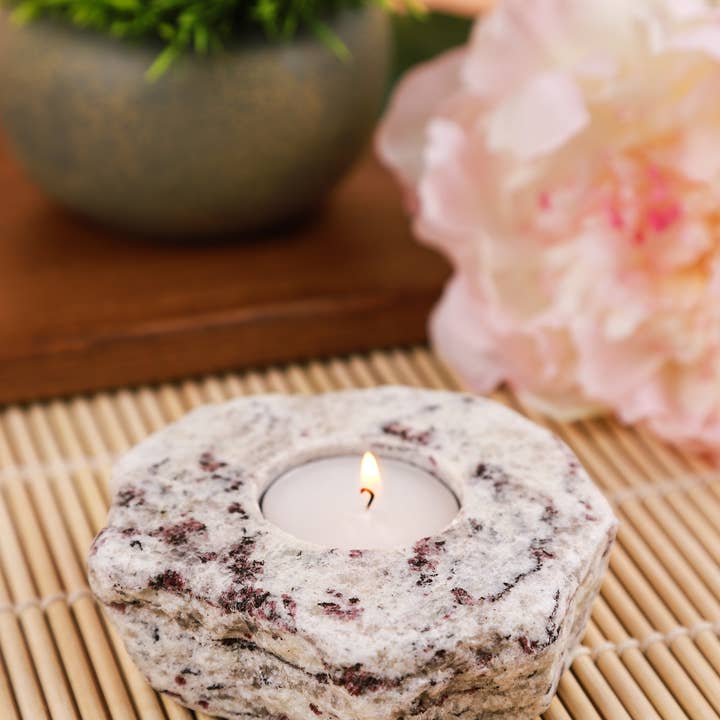 Sea Stones - Wholesale Candle Holder - Ember - Natural Edge Granite Tea Light Candle Holder