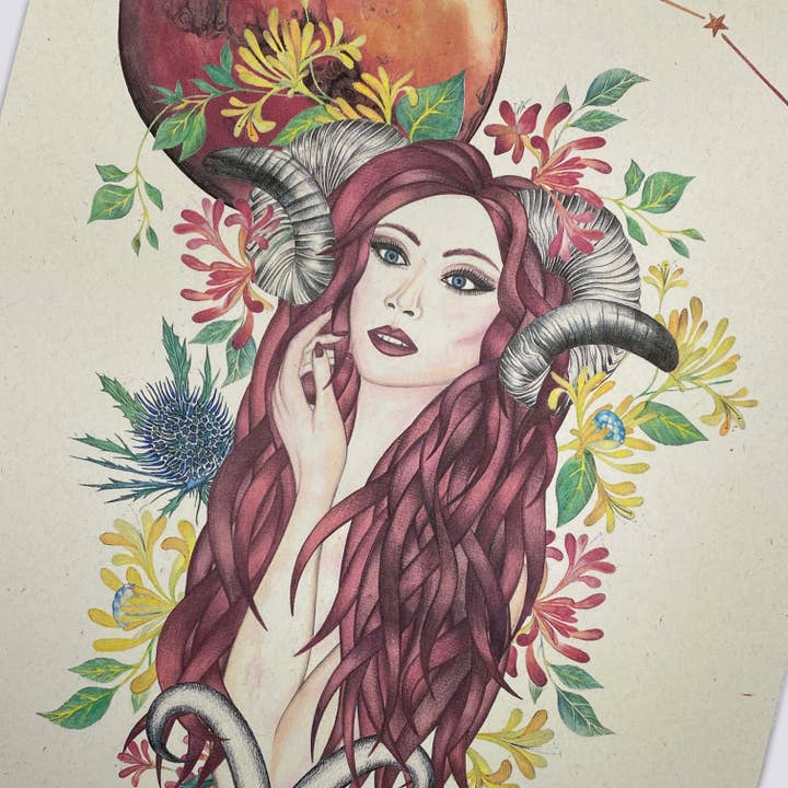 Affiche d'art du zodiaque Bélier pour la vente par Autumn Bella Designs