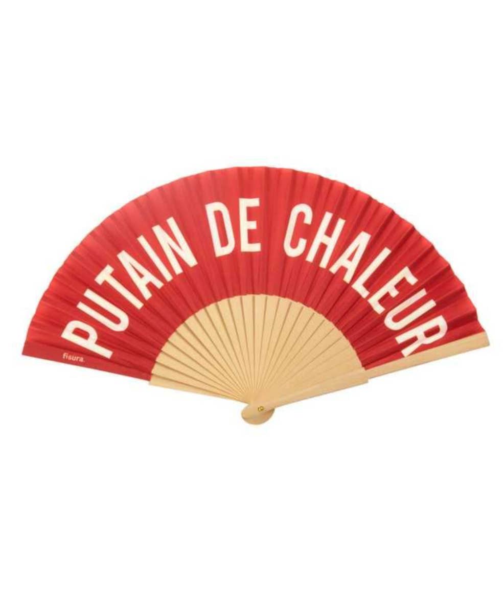 Les Vilaines Filles - Wholesale Handheld Folding Fan - Red and White P***** Fan