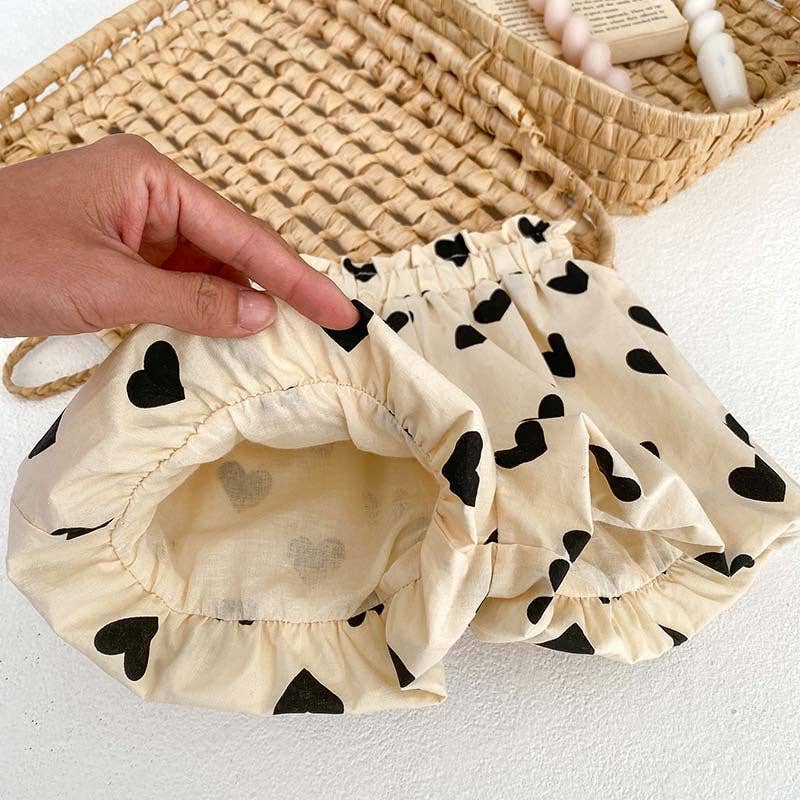 Abricot Arrivée pour l'été : Ensemble robe à bretelles et short à imprimé cœur en vente sur Faire9