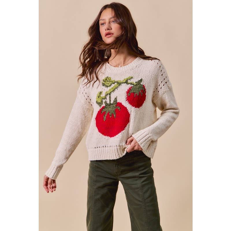 IVE - Wholesale Knit Sweater - Women's - Vegetable Round Neck Long Sleeve Sweater Top1