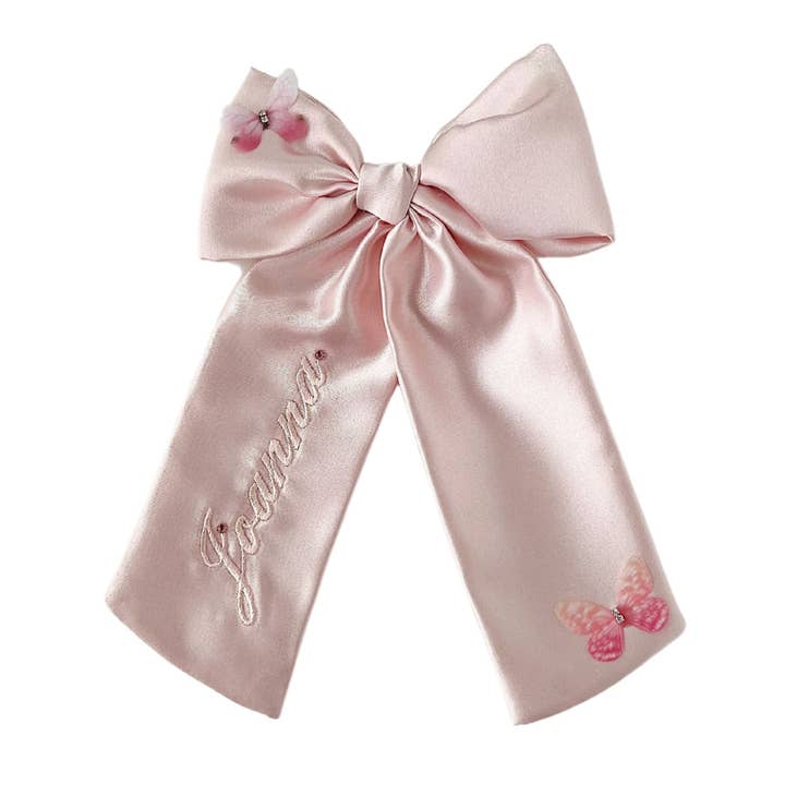 Blush Pink Monogrammed Butterfly Bow for wholesale by Bebe Theory