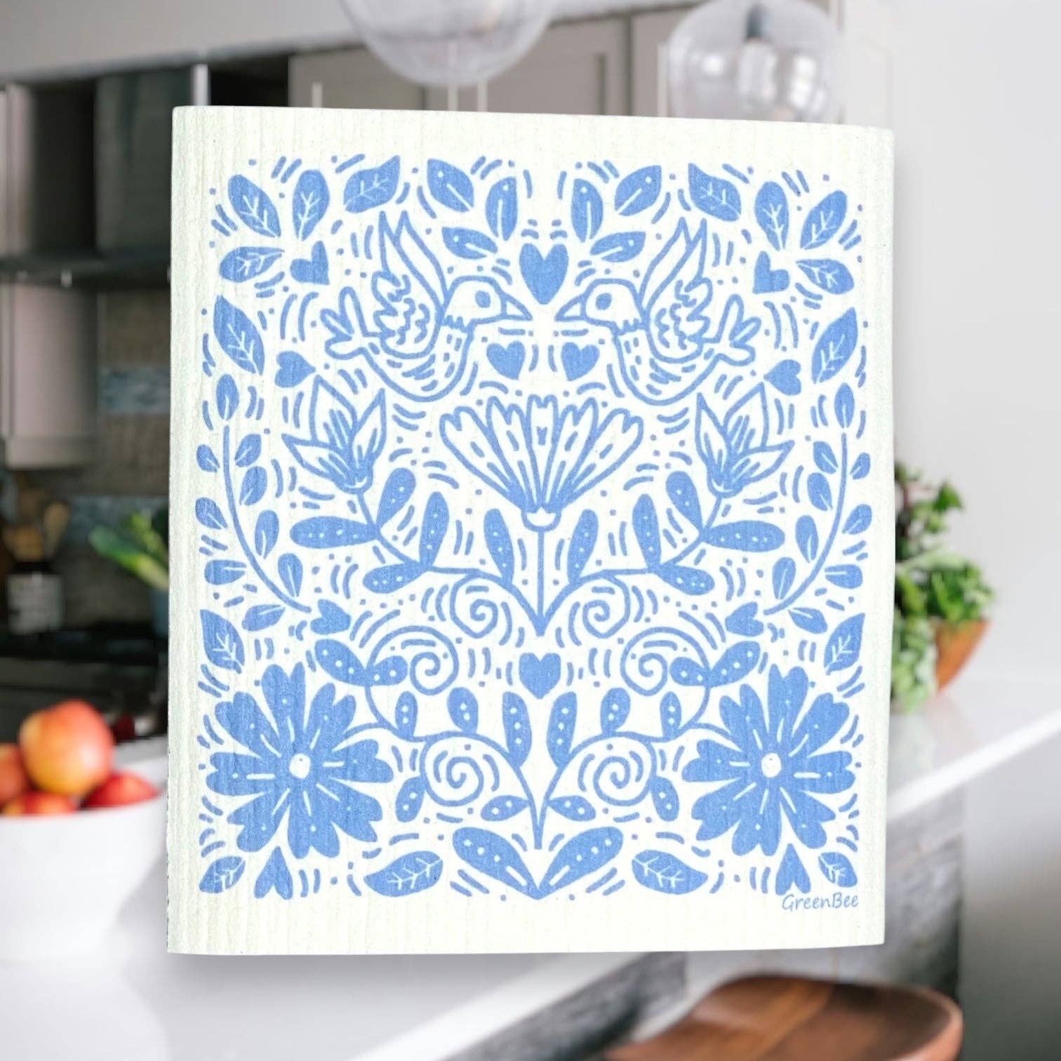 Green Bee Tea Towels - Wholesale Dishcloth - Blue Floral Pattern Towel | Cleaning | Swedish Dish Cloth2