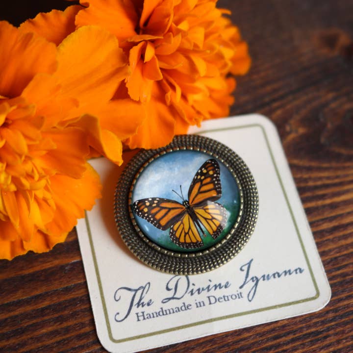Monarch Butterfly Brooch for wholesale by The Divine Iguana