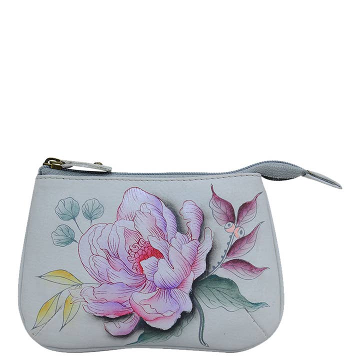 Hand-Painted Leather Medium Zip Pouch - 1107 for wholesale by Anuschka | Vanya Lara (USA)