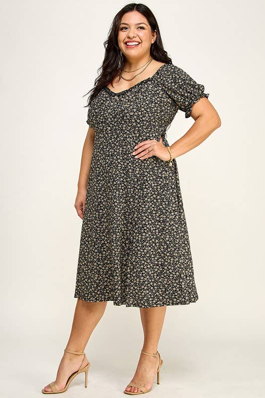 Lemon Tree - Vente Robe – femme - Robe midi fleurie à fentes Ditsy5