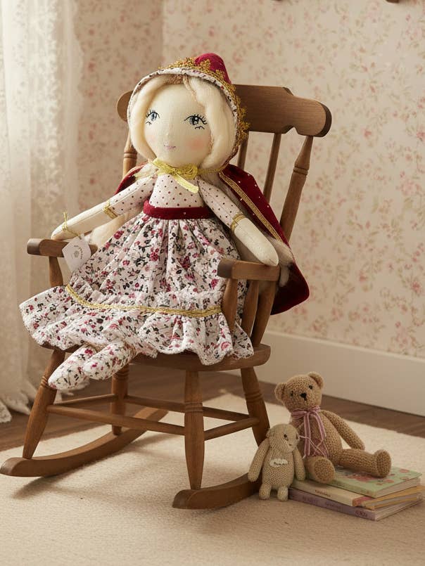 Velvet White Handmade Rag Doll – Red Hoodie & Hand-Stitched Face for wholesale by Velvet White