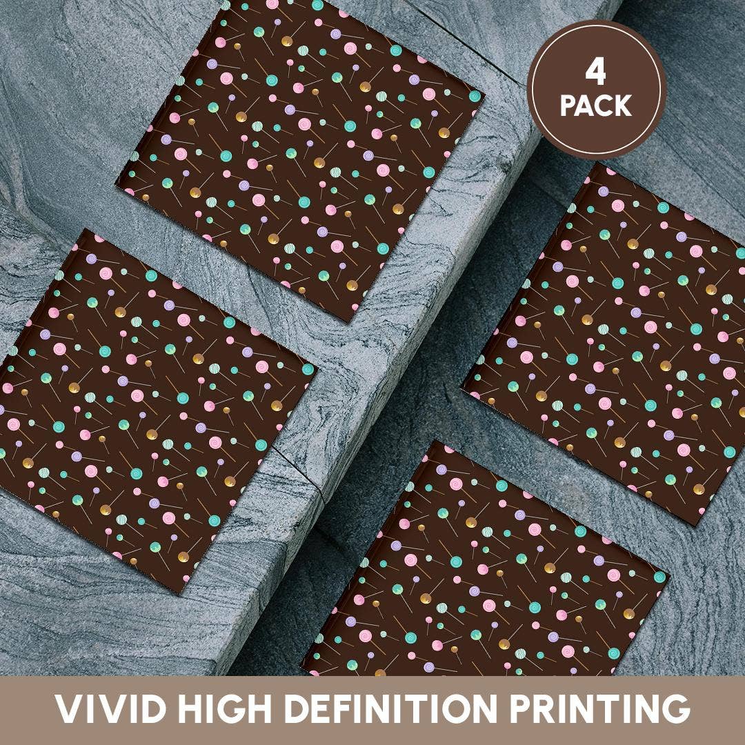 3dRose - Wholesale Coasters - 3dRose, Cute Pink and Mint Green Candy Sucker Pattern, Coaster5