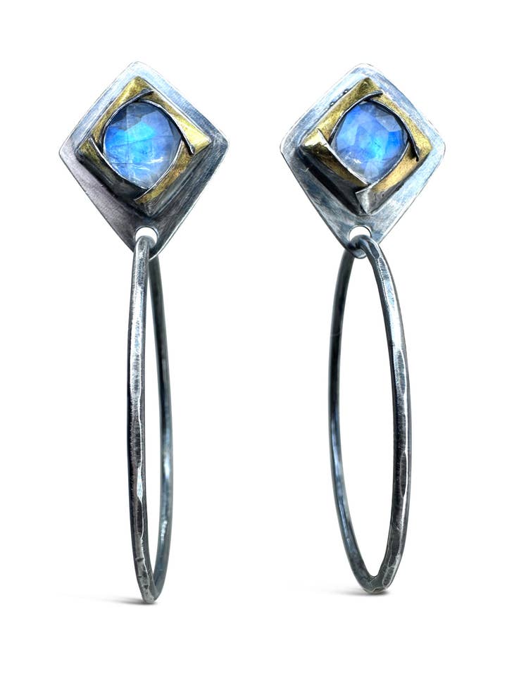 Diamond Fold Hoops in Mixed Metals for wholesale by Austin Titus Studio