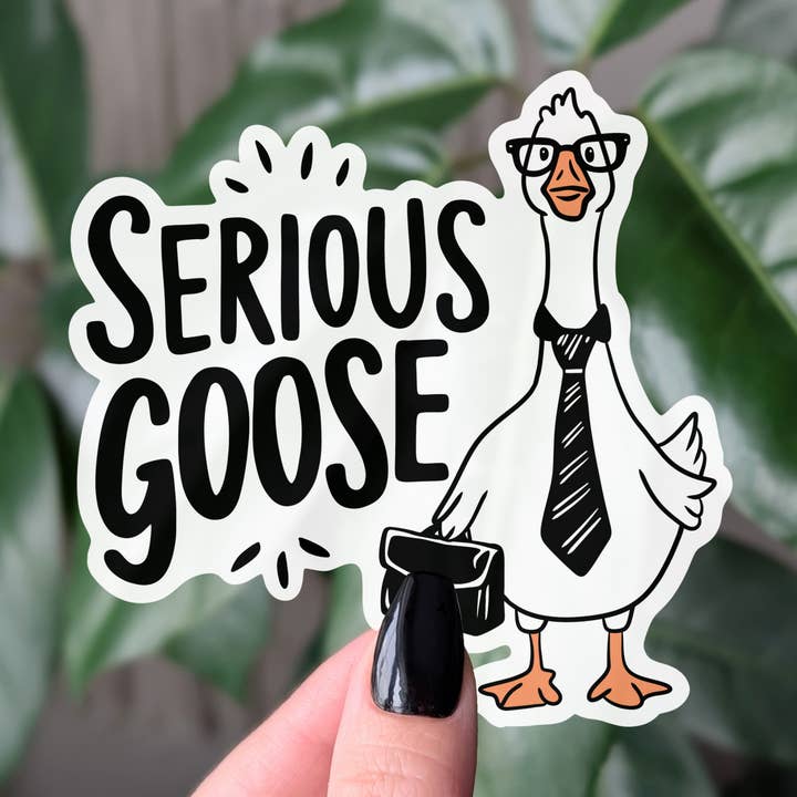Serious goose vinyl sticker, funny laptop stickers for wholesale by Moonlit Creations