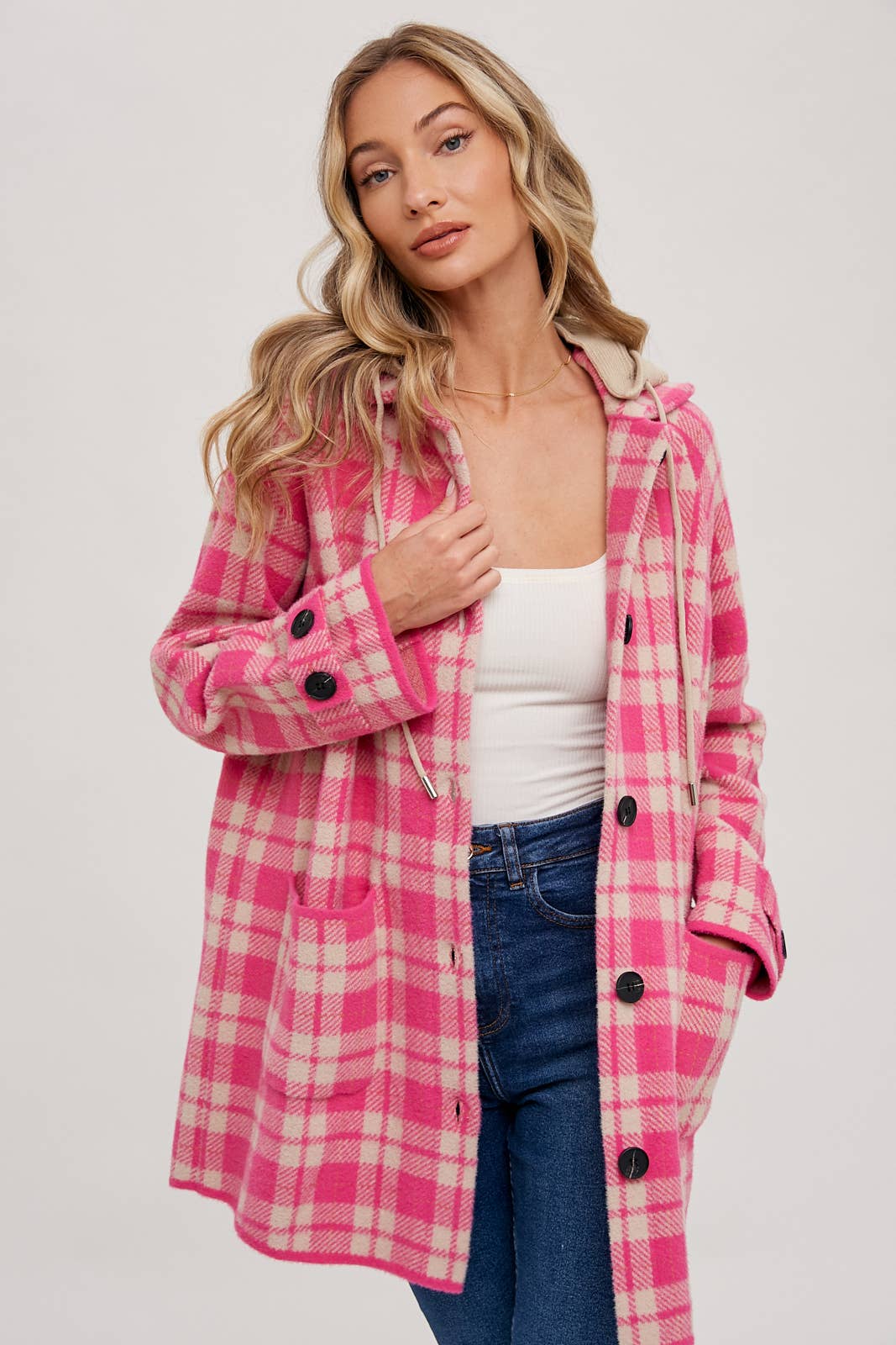 Bluivy - Wholesale Jacket - Women's - PLAID HOODIE JACKET2