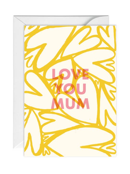 Love You Mum, Mother's Day, Hearts, Card for wholesale by Happy Go Lucky
