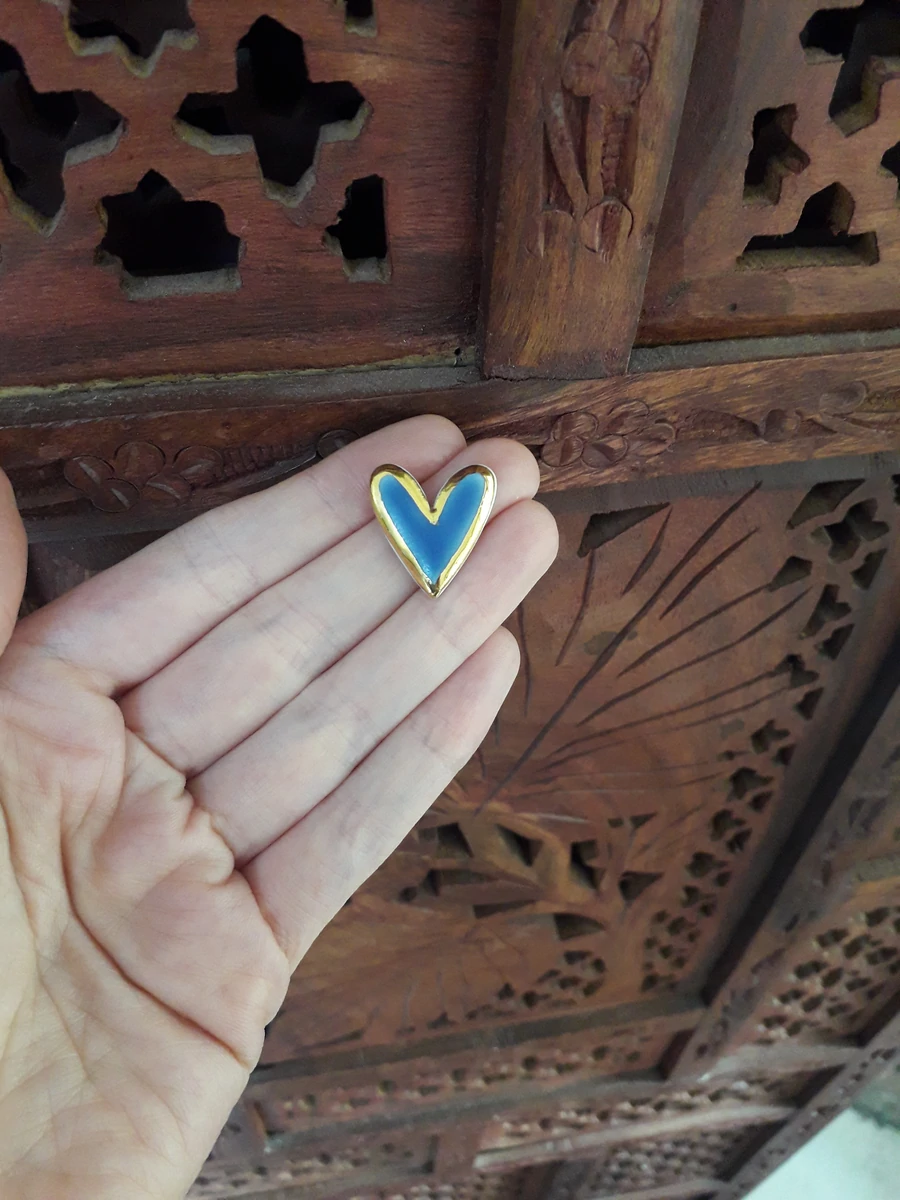 'Something Blue' - Wedgewood Blue and Gold Heart Necklace for wholesale on Faire3