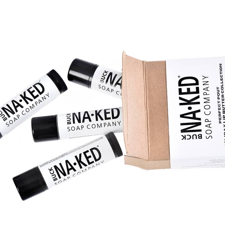 Perfect Pout Holiday Lip Butter Collection for wholesale by Buck Naked Soap Company