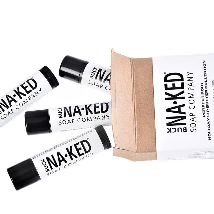 Buck Naked Soap Company - Wholesale Lip Balm Set - Perfect Pout Holiday Lip Butter Collection
