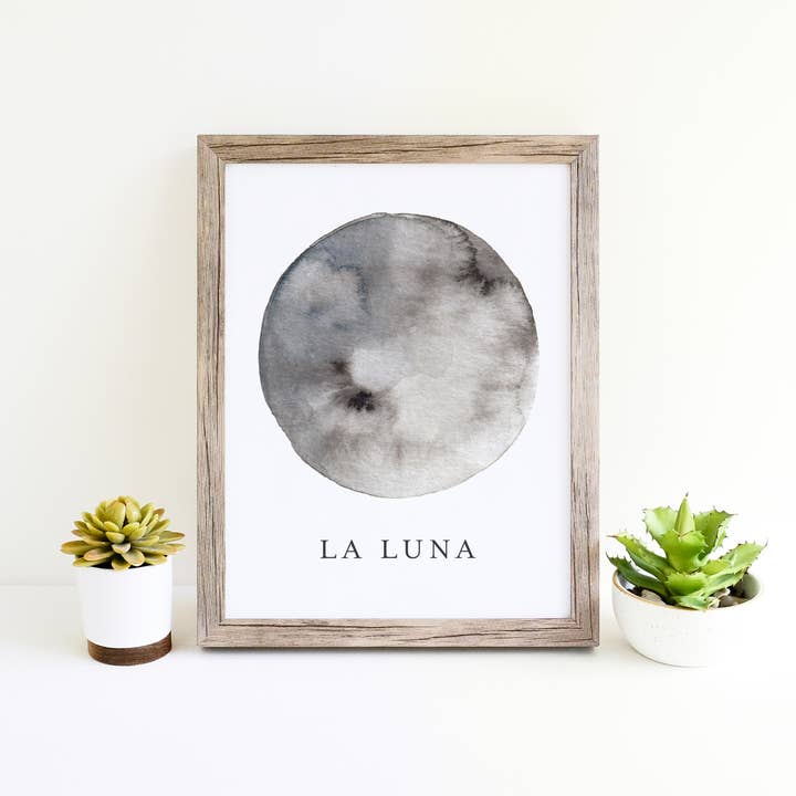 La Luna Moon Watercolor Nursery Print for wholesale by Jenny Lemoine Design
