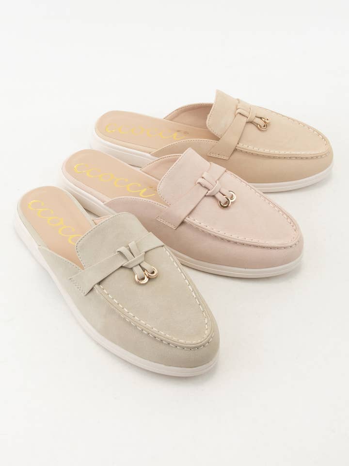 CCOCCI – wholesale Tofflor - Dam – IRENE KNUT MED METALLISK CHARMDEKOR SLIP ON LOAFER MULE