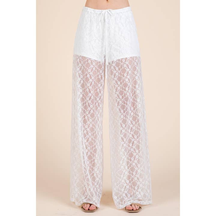 Wide leg lace pants for wholesale by Honey Mango