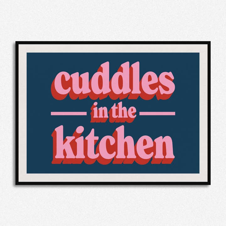 Cuddles In The Kitchen Landscape Print for wholesale by HollieGraphik