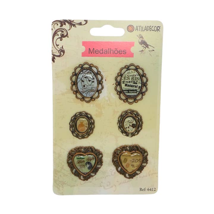 Confezione da 6 medaglioni assortiti per la vendita all'ingrosso da parte di Atiladecor, Artesanato Lda