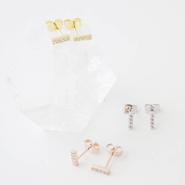 Honeycat Jewelry - Wholesale Dangle Earrings - Flat Drop Crystal Bar Earrings2