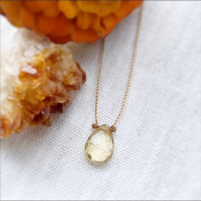 Merelani Designs - Wholesale Pendant/Charm Necklace - Citrine Faceted Teardrop Cord Necklace3