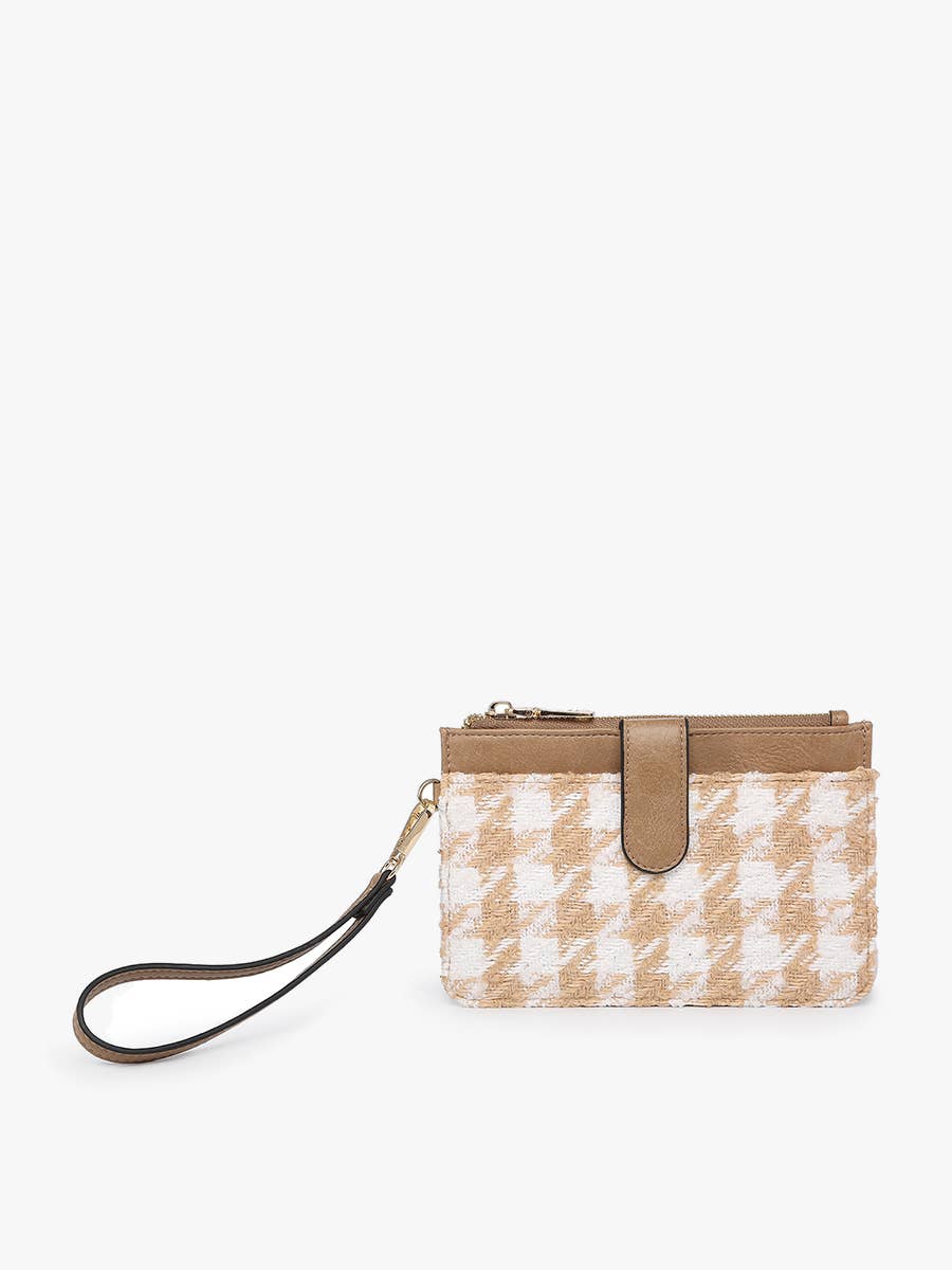 Sand White WL2082HDST Pearl Houndstooth Wallet Clutch for wholesale on Faire