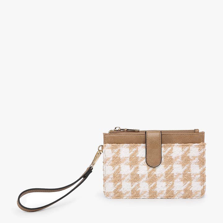 Sand White WL2082HDST Pearl Houndstooth Wallet Clutch for wholesale on Faire0